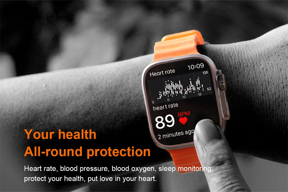 Montre connectée NFC Ultra Series 8 : écran HD de 1,96", appel Bluetooth, suivi d'activité, montre connectée étanche