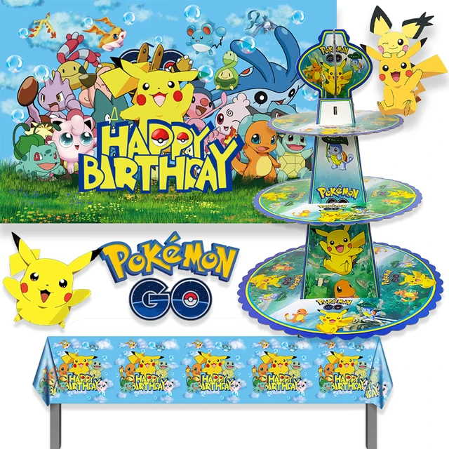 Décoration de fête d'anniversaire pokémon, fournitures de fête, ensembles  de vaisselle Pikachu, bannière en Latex, ballon en aluminium, fournitures  de fête pour enfants - AliExpress