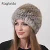 Warm Fluffy Women's Winter Hats 2023 Natural Rabbit Fur Knitted Beanie Russian Soft Cozy Fur Hat 1