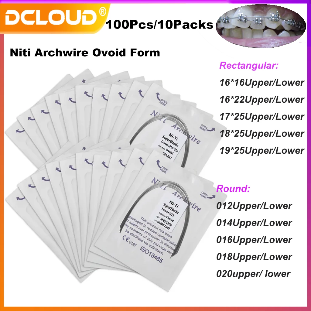 100Pcs Dentale Ortodontico Arco Filo Niti Super Elastico Rotondo / Rettangolare Archi Ovoidi Per Apparecchi Ortodontici Materiali Di Trattamento Denti