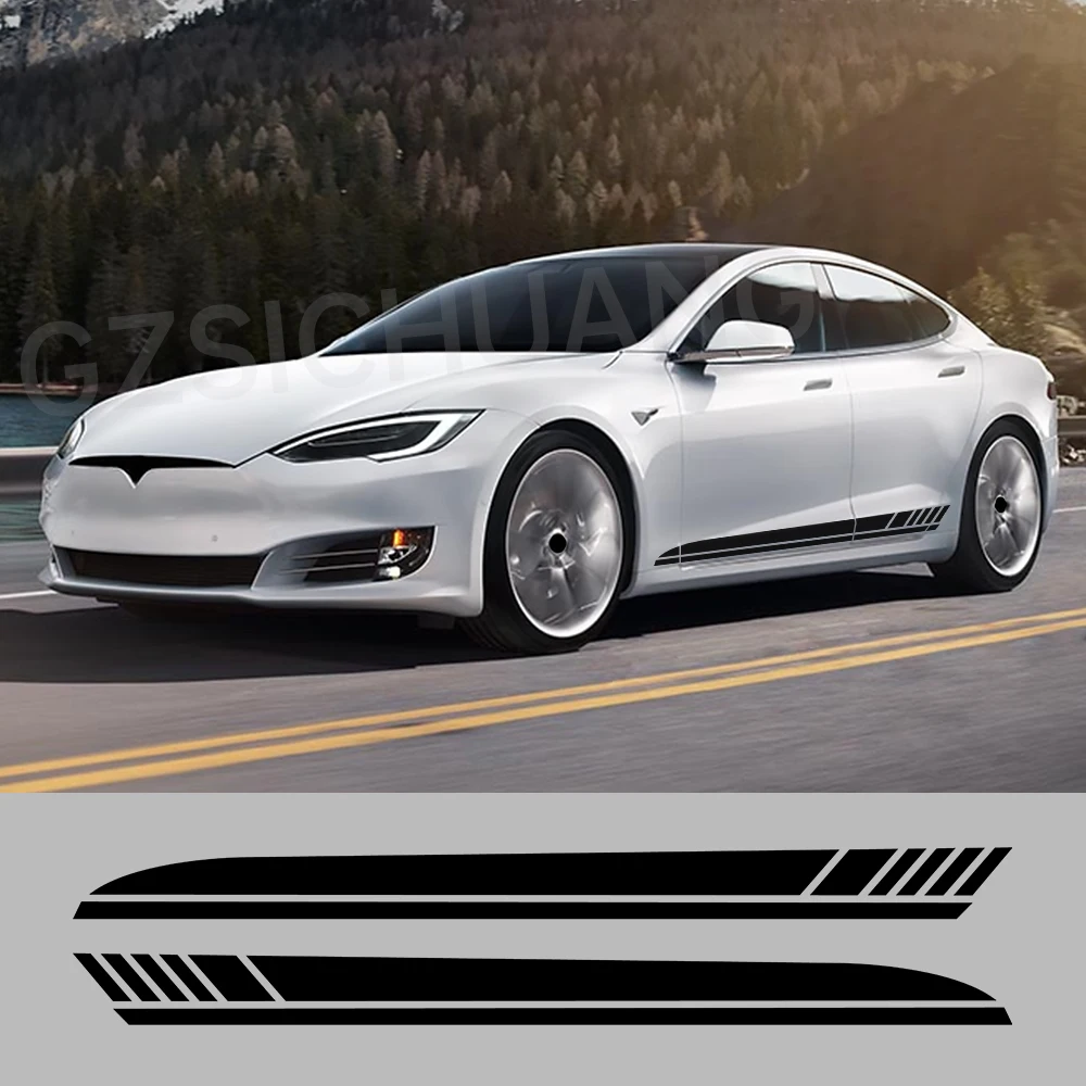 TESLA MODEL Y Side Racing Stripes Car Sticker Side Door Vinyl Decals