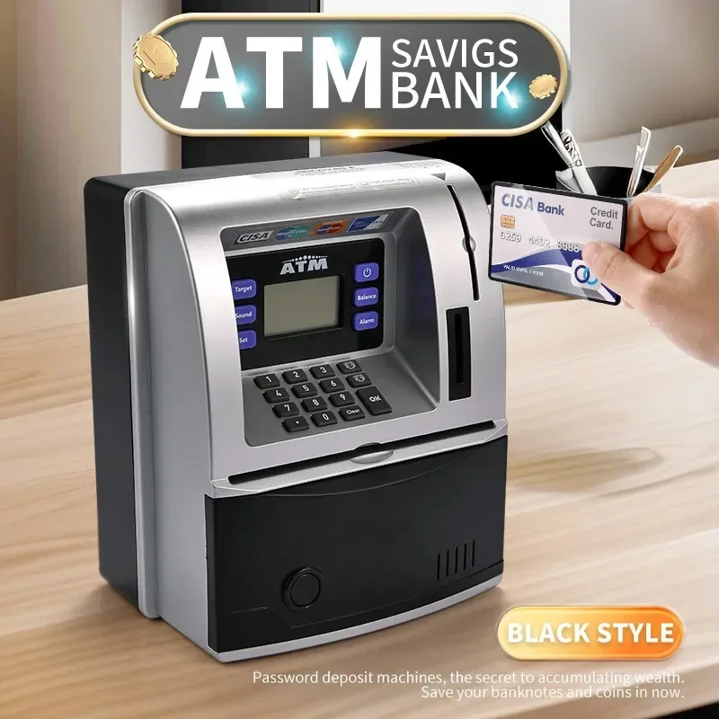 Electronic ATM Piggy Bank, Password Cash Self Rolling Bill, Cash Saving Box, Piggy Bank Large Size for Kids Adults 6