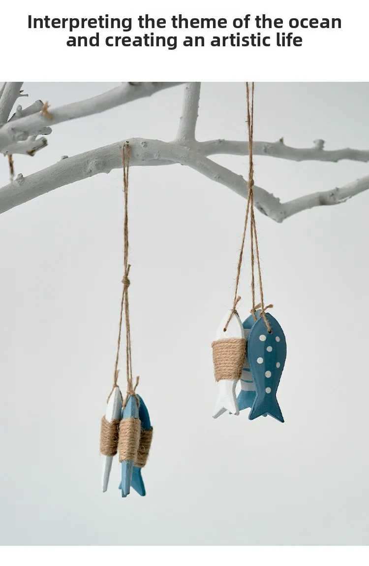 Neuer Holzfisch-Anhänger mit Schnur! Perfekt als Hintergrund für Fischernetze im Ozeanstil, Vorhangdekoration, Wandkunst im Kindergarten, niedlich und lebendig. – Detail 4