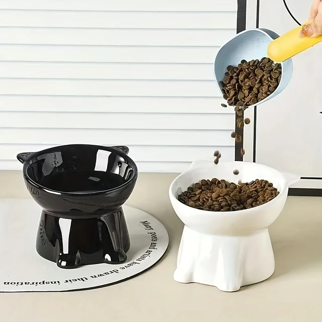 cat bowl, anti vomiting 15 degree tilted cat tray, stable base, not easy to overturn, pet drinking or food feeding station 2