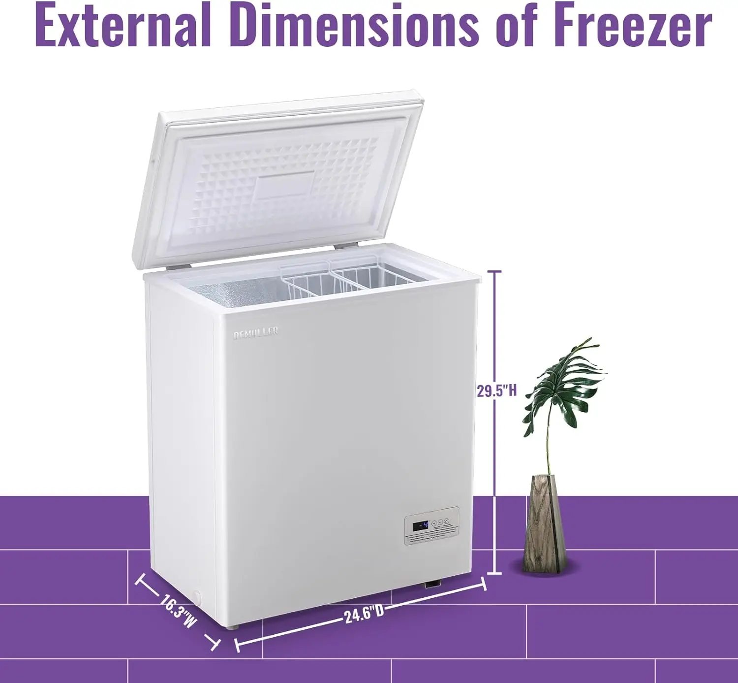 Feet Deep Chest Freezer Freezer with Electronic Display Screen Electronic Thermostat Accurate to Every Degree Adjustable Storage