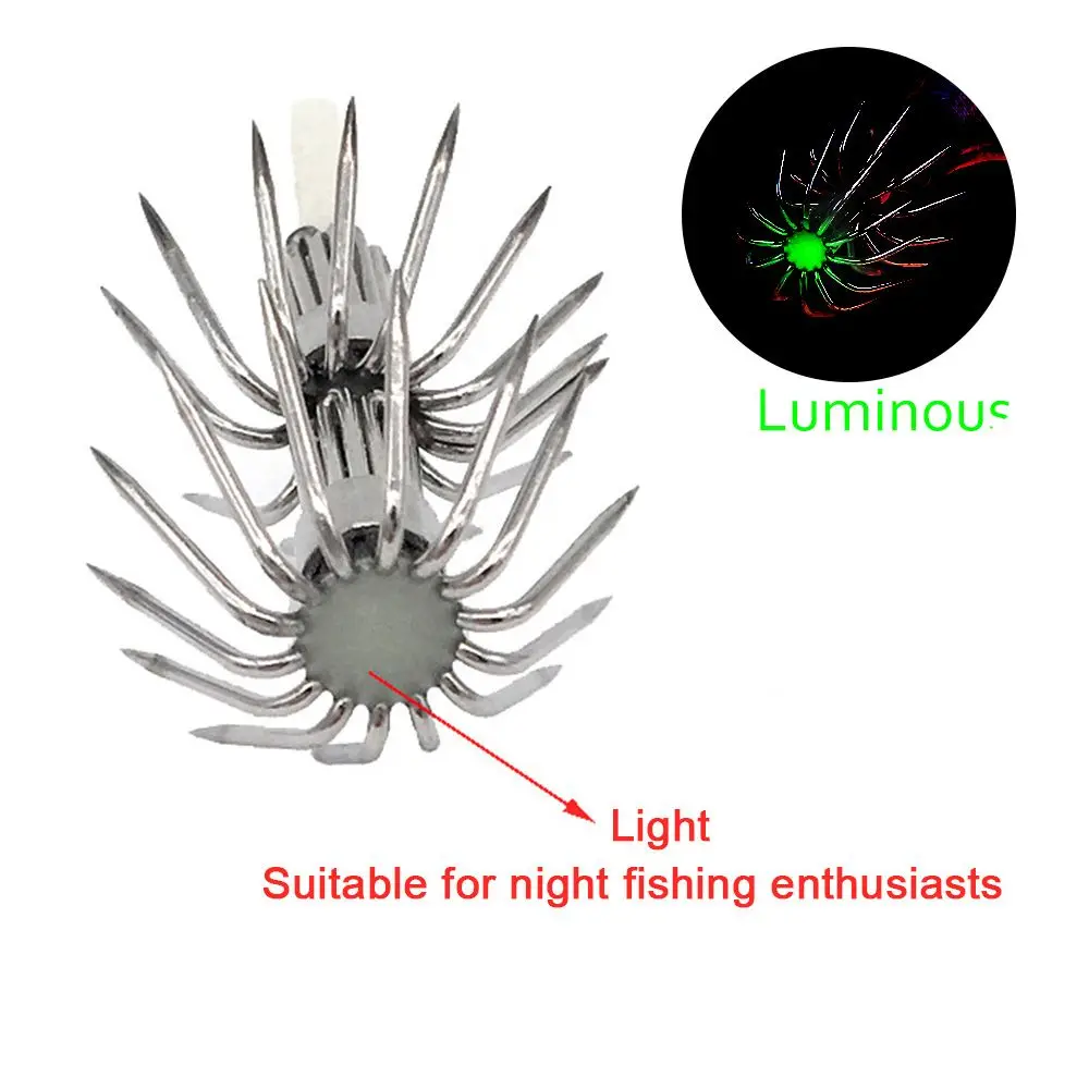 Accessory Double layer Wood Shrimp Lures Fishing Tackle Octopus Squid Lure Hooks Umbrella hook Plastic Baits Glow in Dark