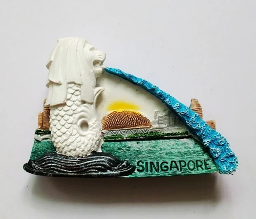 Calendula Magnete Frigorifero 3D Merlion Singapore – Souvenir Di Viaggio Artigianale In Metallo
