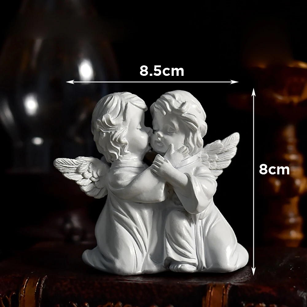 Cute Resin Fairy Girl Angel Figurine Peaceful Prayer Sculpture Desktop Ornaments Retro Flower Fairy Small Decorative