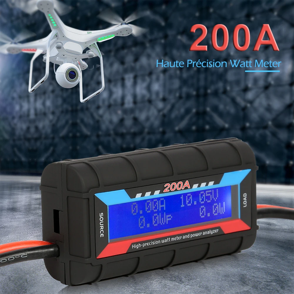 200A LCD Digital High-precision Amp Watt Meter RC Battery Solar Power Analyser 