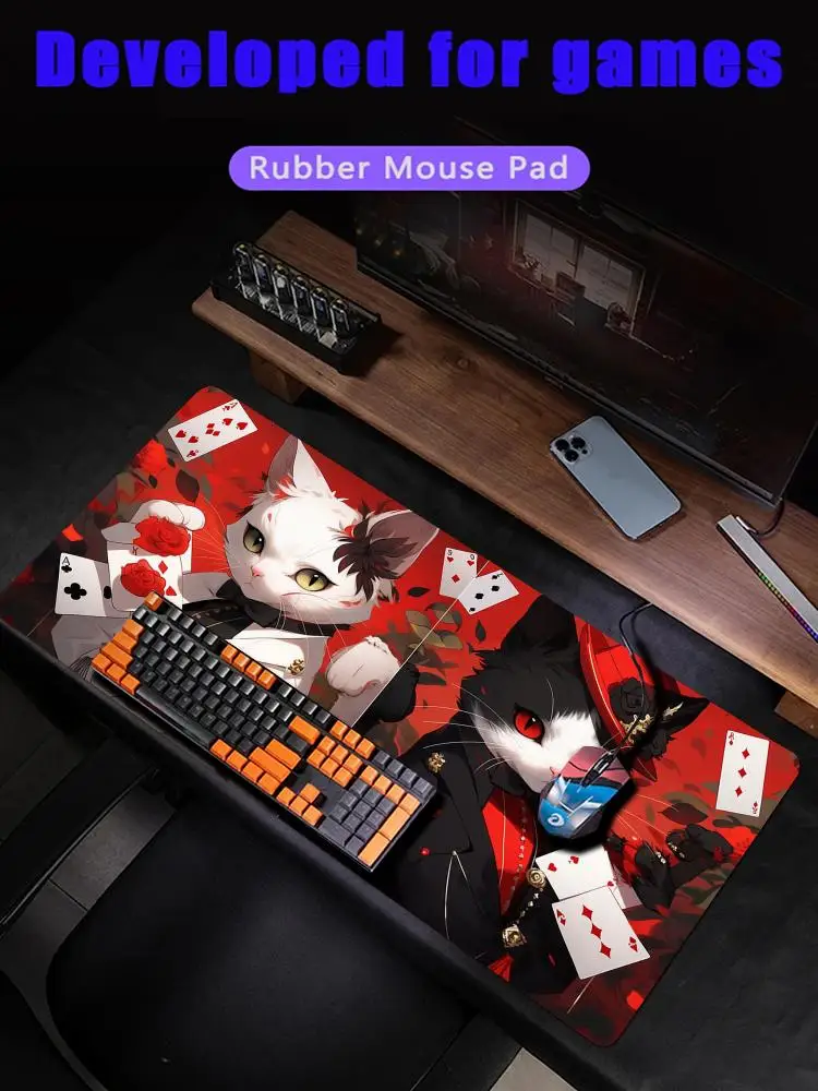 Ace of Hearts Cat Design Mouse Pad