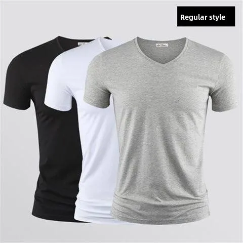 Slim Fit round Ne ort Sve Modal Ice Silk T-irt Men's Summer Busin Sle Top Tight Base irt Polyester Fiber