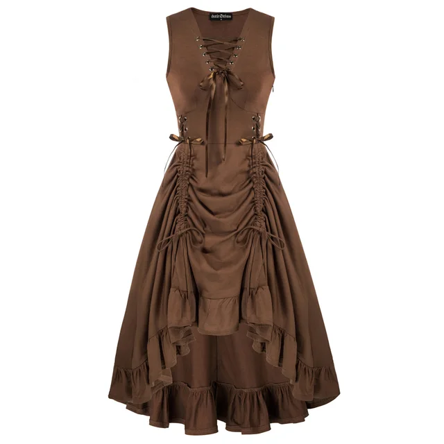 Western Cowgirl Dress Women's Vintage - Lace-Up V-Neck Sleeveless Bohemian High-Low Dress Vintage Sleeveless V Neck Lace Up Bohemian High Low Dress Western Cowgirl Dress Women's Vintage - Lace-Up V-Neck Sleeveless Bohemian High-Low Dress Vintage Sleeveless V Neck Lace Up Bohemian High Low Dress