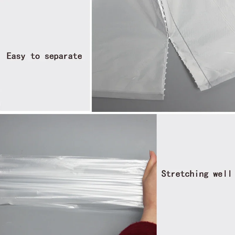 50 Pcs/Roll White Trash Bags Household Kitchen Disposable Plastic Bags Hotel Transparent Garbage Trash Bags Cleaning Supplies