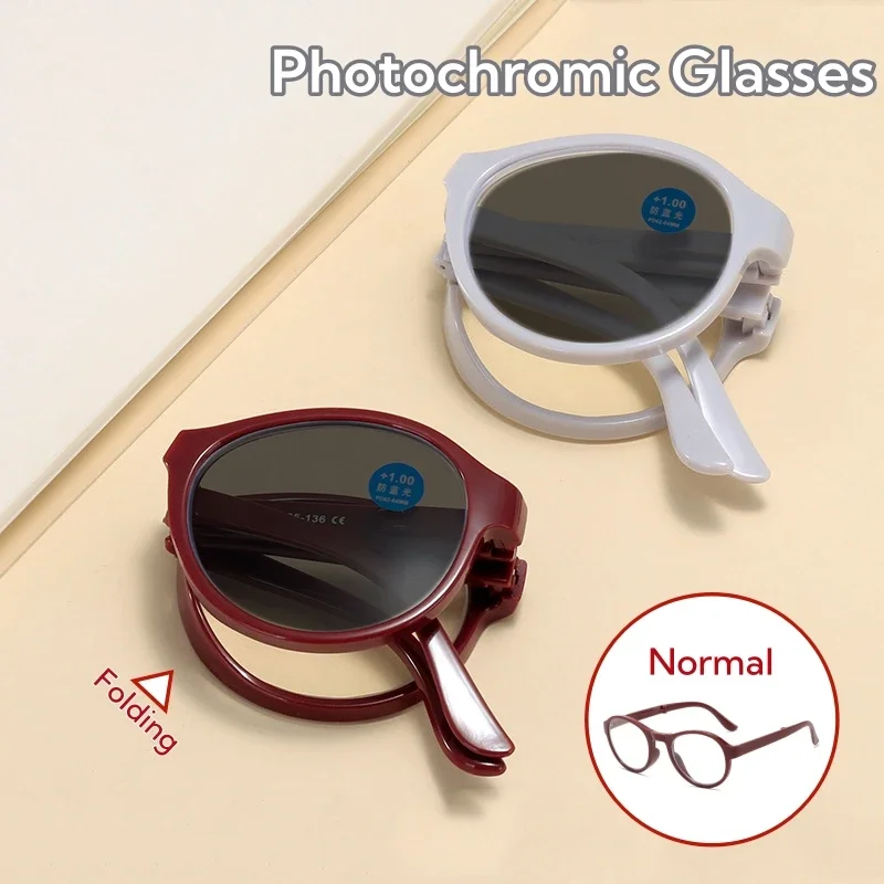 Outdoor Photochromic Folding Reading Glasses Anti Blue Light