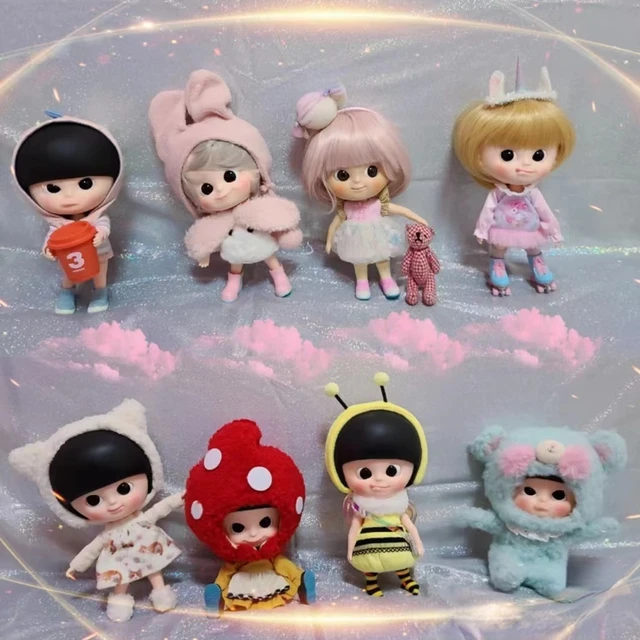 POP MART MUI CHAN BEAR BJD Doll Cutie Pie Blue Advanced Mini MuiChan Plush Cloth Kawaii Figures Body Moveable Dolls DIY Gift 5