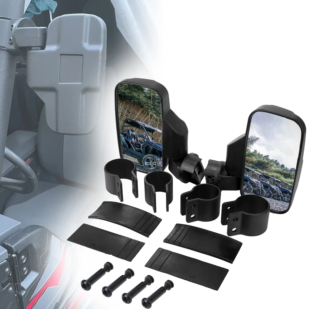 

UTV Rearview Mirror w/ 1.75" 2" Roll Cages Universal 2 Pcs/set Shockproof Side View Mirrors Adjustable angle
