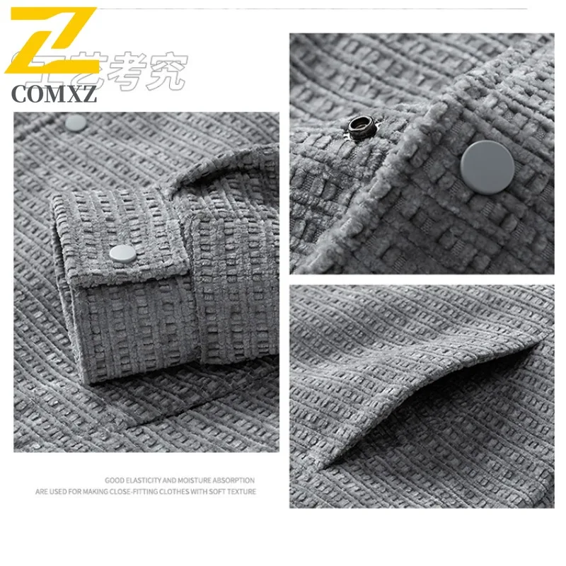 Men's American Style Workwear Jacket  Lapel Hiking Coat Waterproof Windproof Outdoor Utility Jacket for Camping Mountaineering