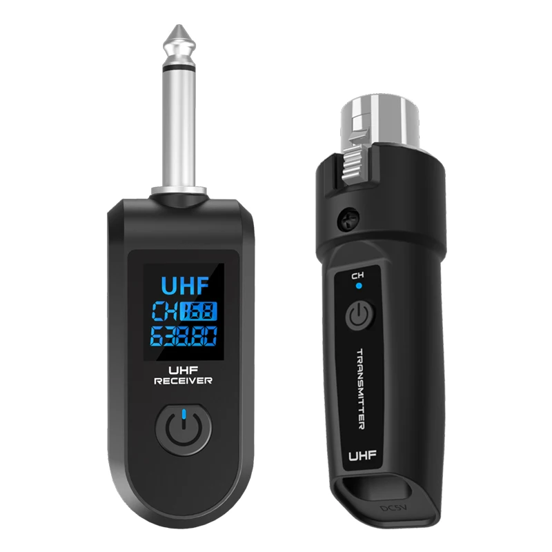 UHF XLR Adapter System Wireless Microphone Transmitter Receiver System for Dynamic Microphone Guitar Audio Mixer PA System