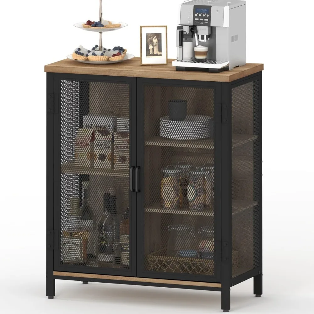 Small Bar Cabinet with Storage for Home Rustic Farmhouse Liquor Cabinet Industrial Buffet for Living Room