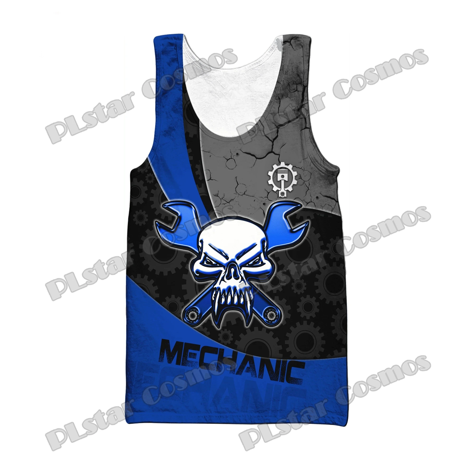 PLstar Cosmos Mechanic & Skull Pattern 3D All Over Bedruckte Herrenmode Weste Sommer Unisex Harajuku Casual Tank Tops BXD32 – Detail 9