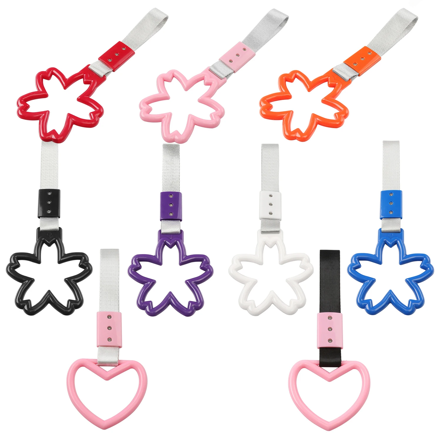 

1 PC Tsurikawa Car Interior Heart Sakura Pull Ring Subway Bus Handle Strap Charm Drift for JDM RING Car Rear Bumper Warning Loop