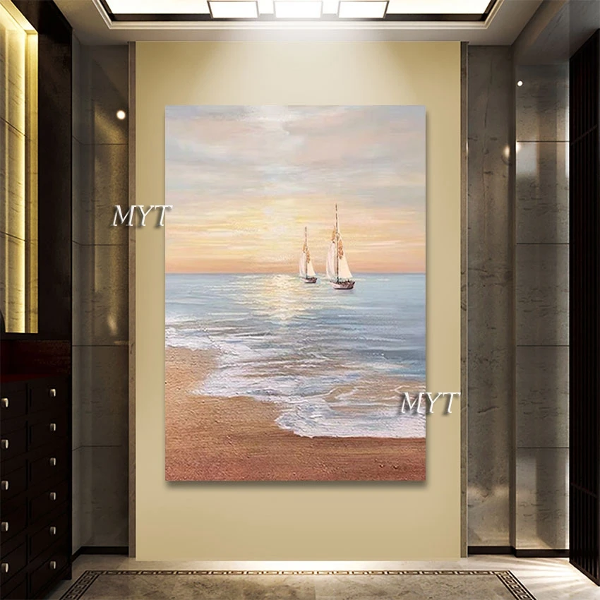 

Large Size Bedroom Artwork Abstract Seascape Wall Canvas Roll For Paintings Art Picture Modern Handmade Decorative Unframed