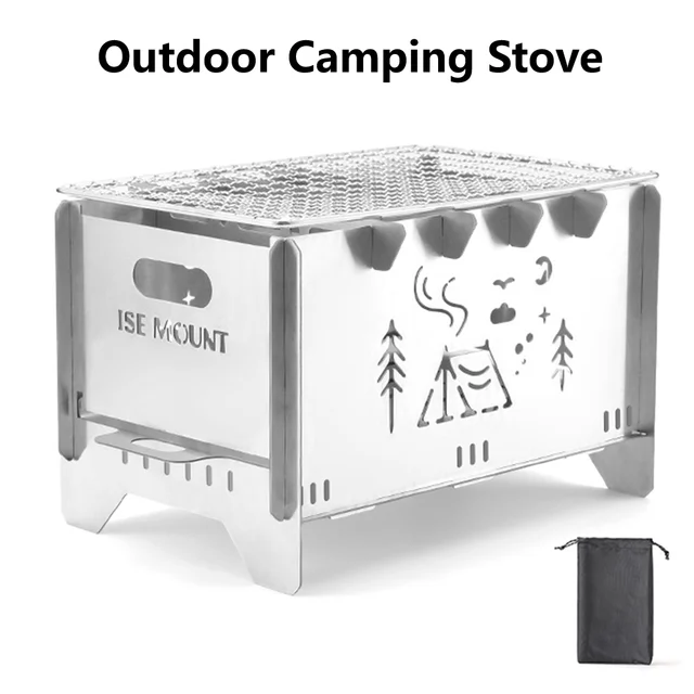Tragbare Outdoor-Camping wind dichte Holzöfen Picknick öfen Temperatur  beständigkeit Kochen Gasbrenner Grill - AliExpress