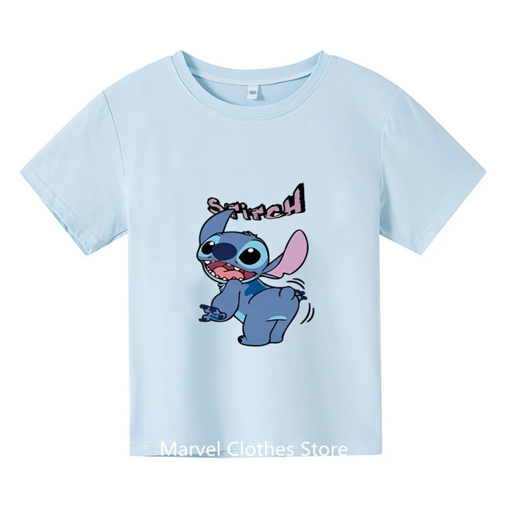thumbnail image 1 of Lilo Stitch Anime Verano Múltiples Moda Camisetas Para Niños Cuello Redondo Casual Manga Corta Estampado Patrón, 1 of 5