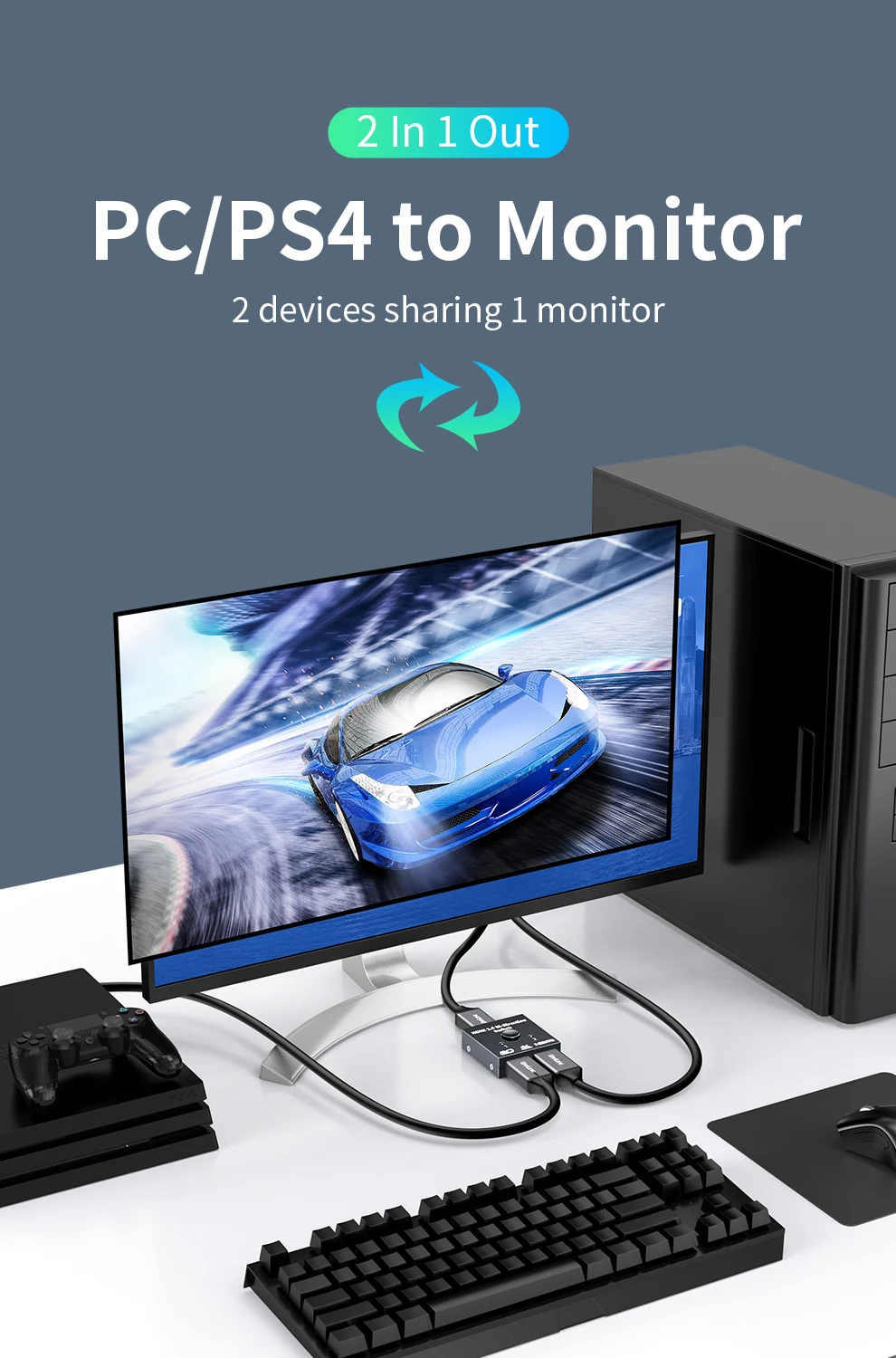 Pway 4k 60hz Interruptor Hdmi Portas em Out Video Splitter para pc Portátil Xbox Ps3 tv Box para Monitor tv Projetor Adaptador - Imagem 6