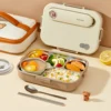 WORTHBUY 1500ML 304 Stainless Steel Divided Lunch Box With Bowl & Cutlery Microwave Students Portable Large Capacity Bento Box