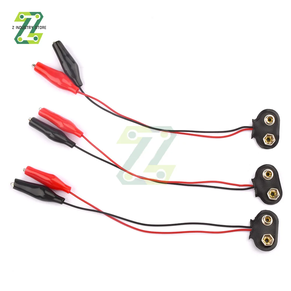 9V Battery Power Connector Snap Clip Adapter 3PCS T-type 9V Dual Wire Holder Cable 9Volt 18cm Lead Socket Plug with Alligator alligator clips alligator clip adapter