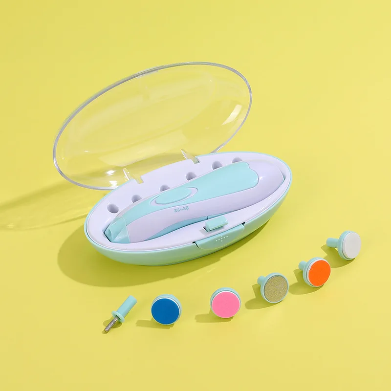 7Pcs/Set Kids Baby Nail Trimmer Electric Polisher Baby Manicure Pedicure Nail Clippers Cutter Scissors Care Set New Born