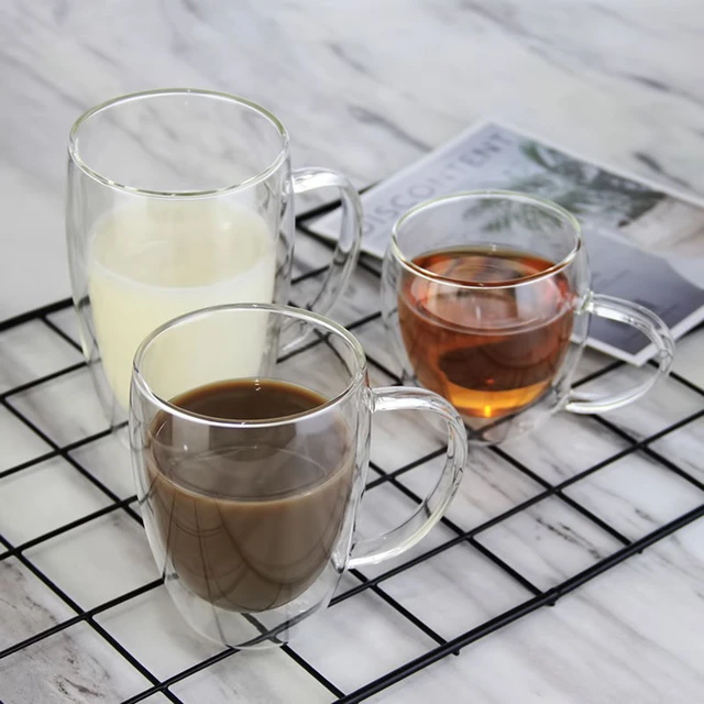 Double Wall Glass, Espresso Cups with Handle, Tea Mug, Borosilicate Glass  Cappuccino Mugs for Cappuccinos - AliExpress