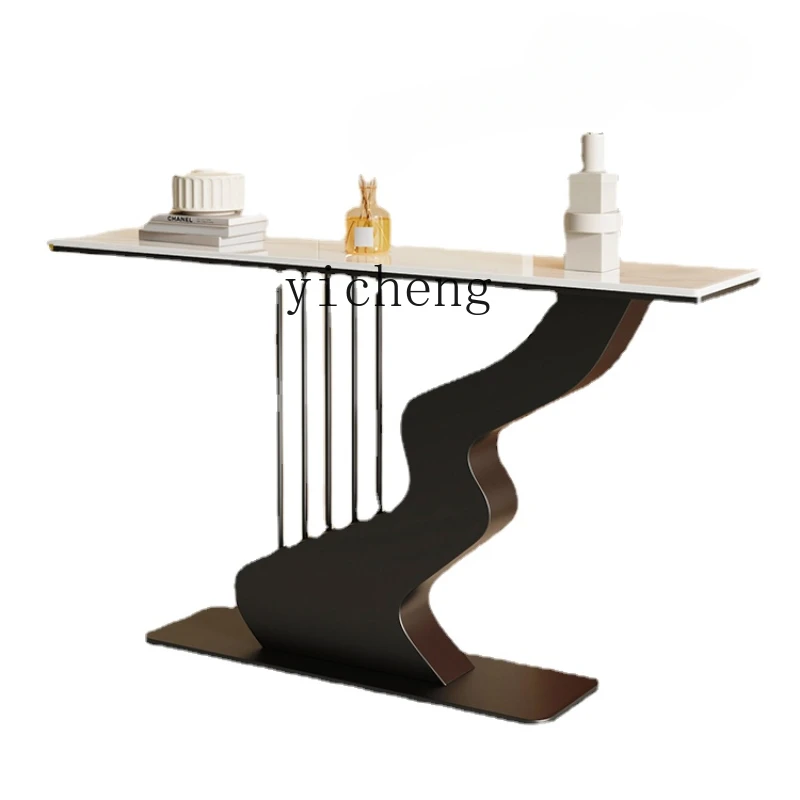 

ZC Cream Style Stone Plate Console Tables Creative Console Hotel Villa Hallway Corridor a Long Narrow Table Art Side View Sets