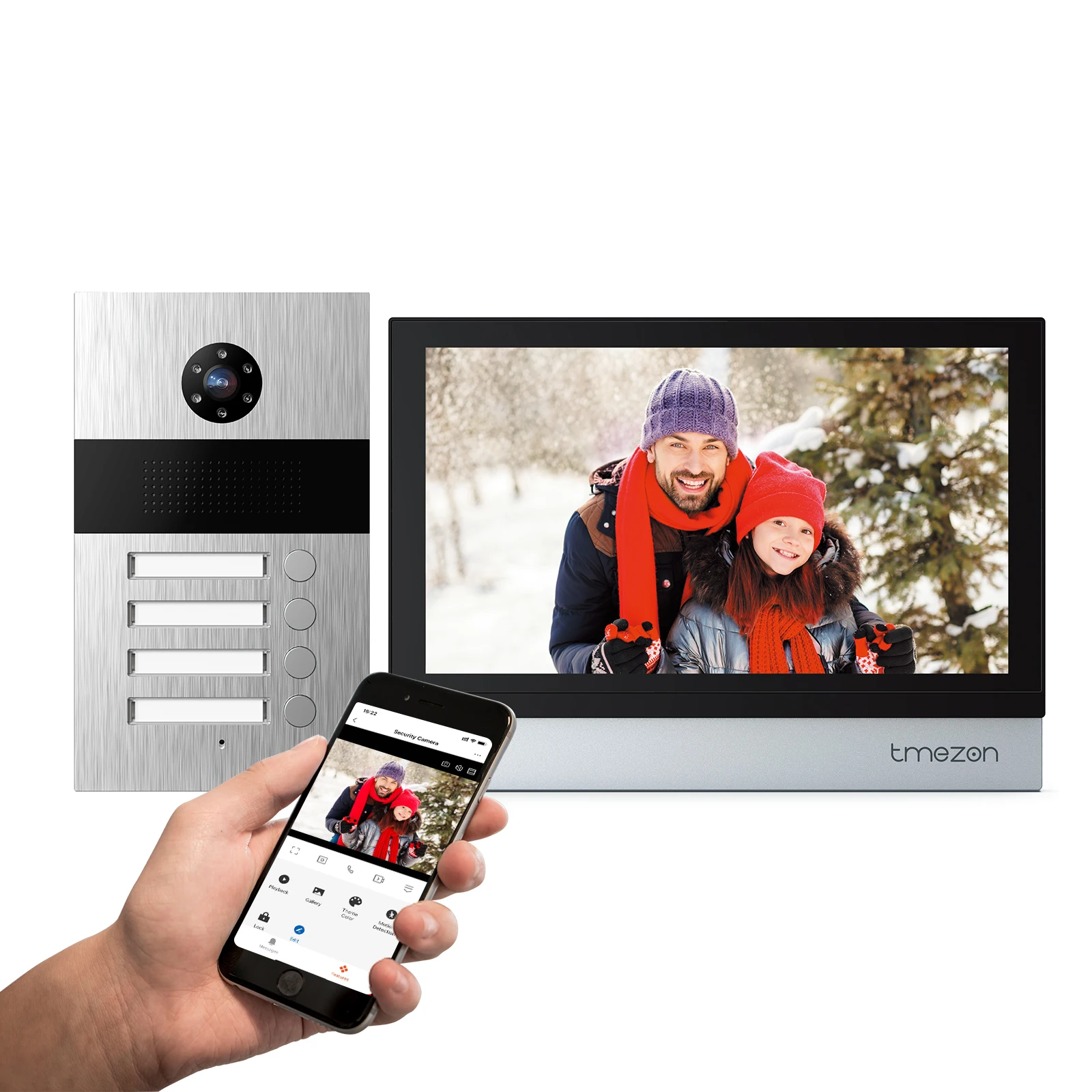 Tmezon Wifi Videocitofono 10Zoll Touch Screen Con 1080P Campanello Cablato App/Card Swipe/Monitor Tuya