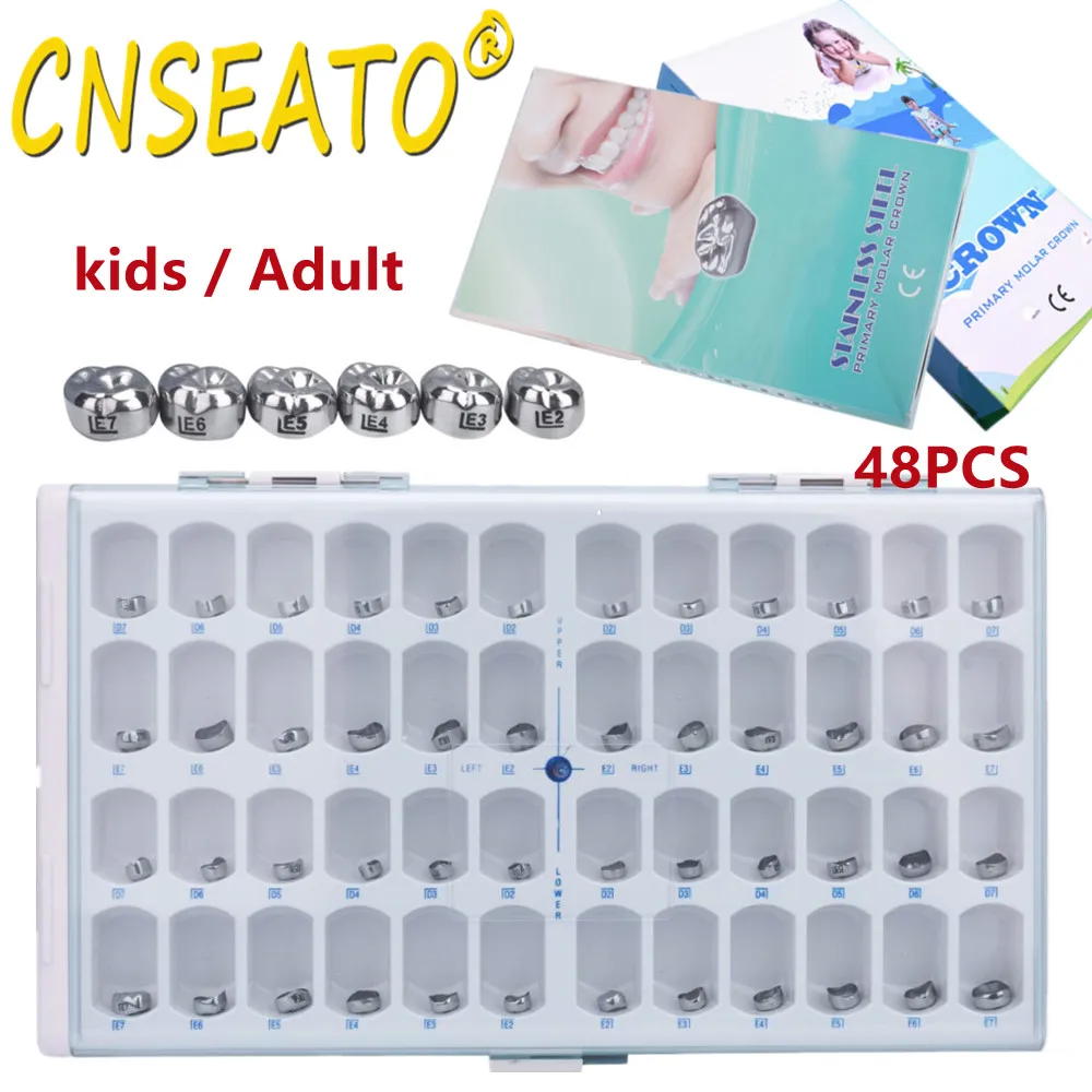 

Stainless Steel Dental Crown Kids Adult Temporary Primary Molar Crown Orthodontic Teeth Refill Pediatric Dentistry Material Care