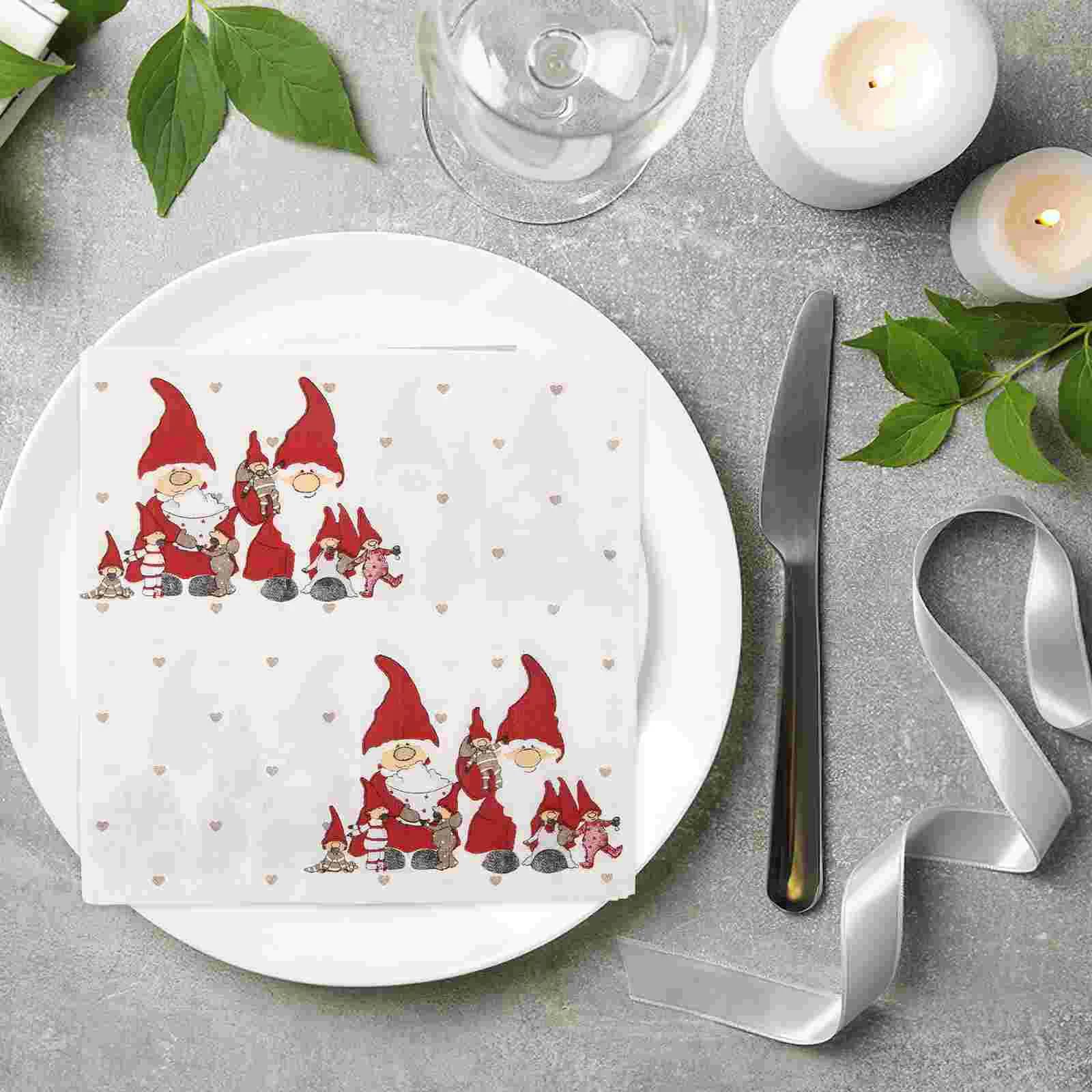 

40 Pcs Table Napkins Printed Dinner Disposable for Party Paper Christmas Banquet