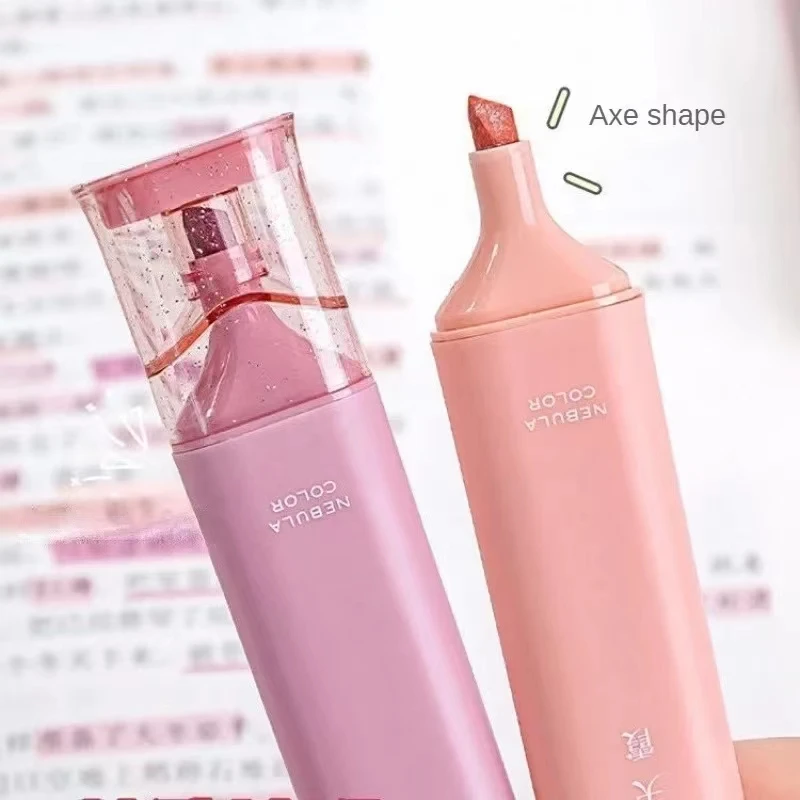 학생용 모란디 컬러 마커 글리터 하이라이터, 유연한 라인 너비 아트 페인팅 마커, DIY 문구 용품, 세트당 4 개