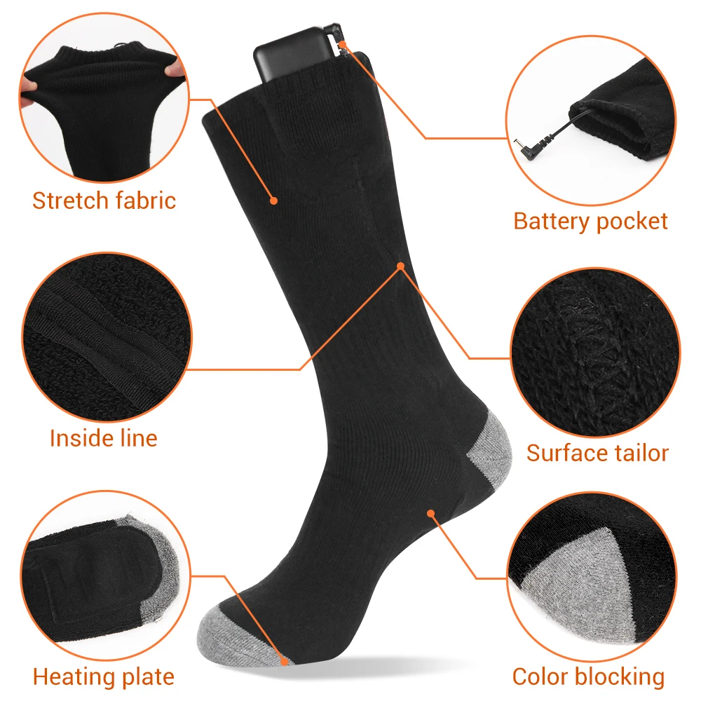 Calcetines calefactables recargables por USB, calcetines calefactables para  exteriores, esquí, Snowmobile, esquí, Camping, invierno, 65 ℃ - AliExpress