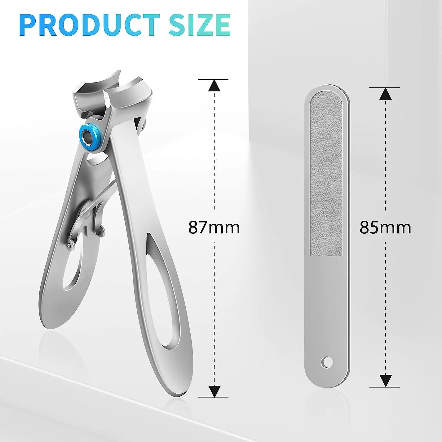 2 IN1 Nail Clippers Stainless Steel Heavy Duty Large Toenail Clippers Ultra Sharp Finger Nail Cutter for Seniors