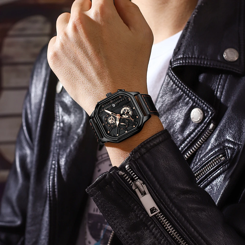 CRRJU Square Dial Leather Luxury Men Watch cb5feb1b7314637725a2e7: BG|BG-BOX|BW|BW BOX|RGB|RGB-BOX|SB|SB BOX