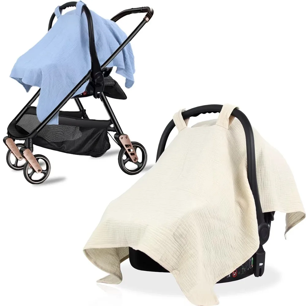 Cotton Stroller Cover Gauze Carriage Full Cover Baby Safety Seat Cover Sunshade Baby Stroller Accessories Baby Basket Cover