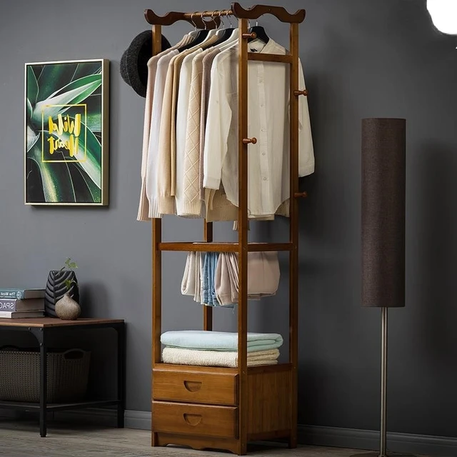 Étagère à vêtements en bois, sans porte, avec armoire, étagères de