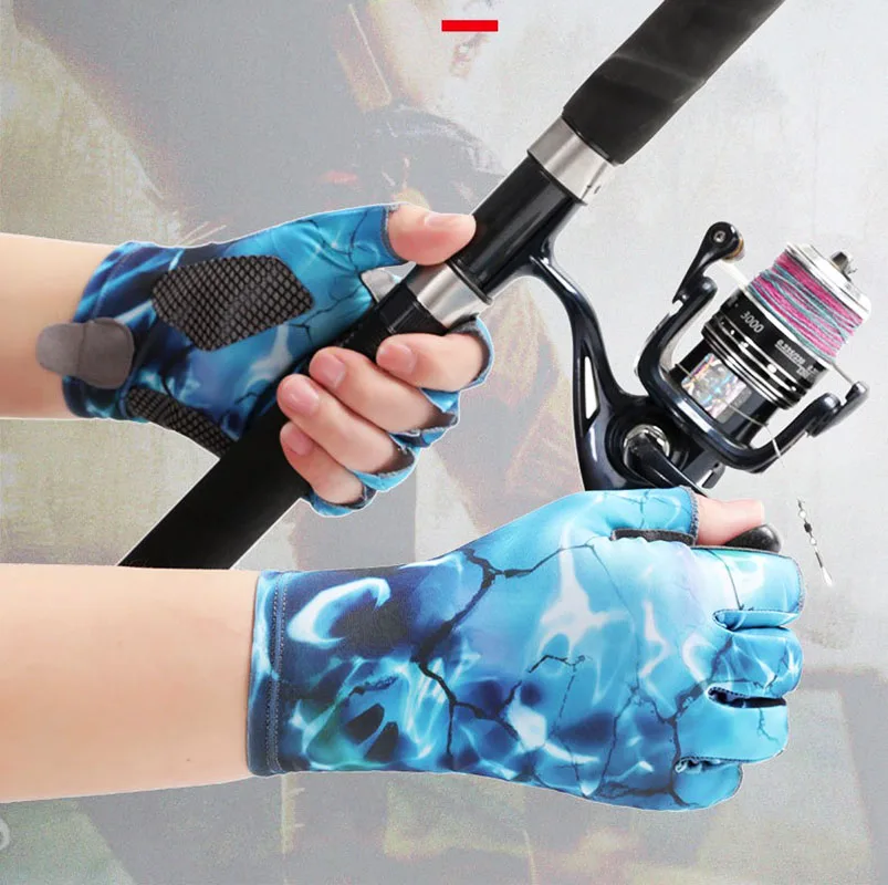 Fishing Gloves Summer Men Women Ice Silk Sun Protection Non-slip Sea Fishing Half Finger Gloves Thin Cycling Fingerless fingerless gloves fishing gloves