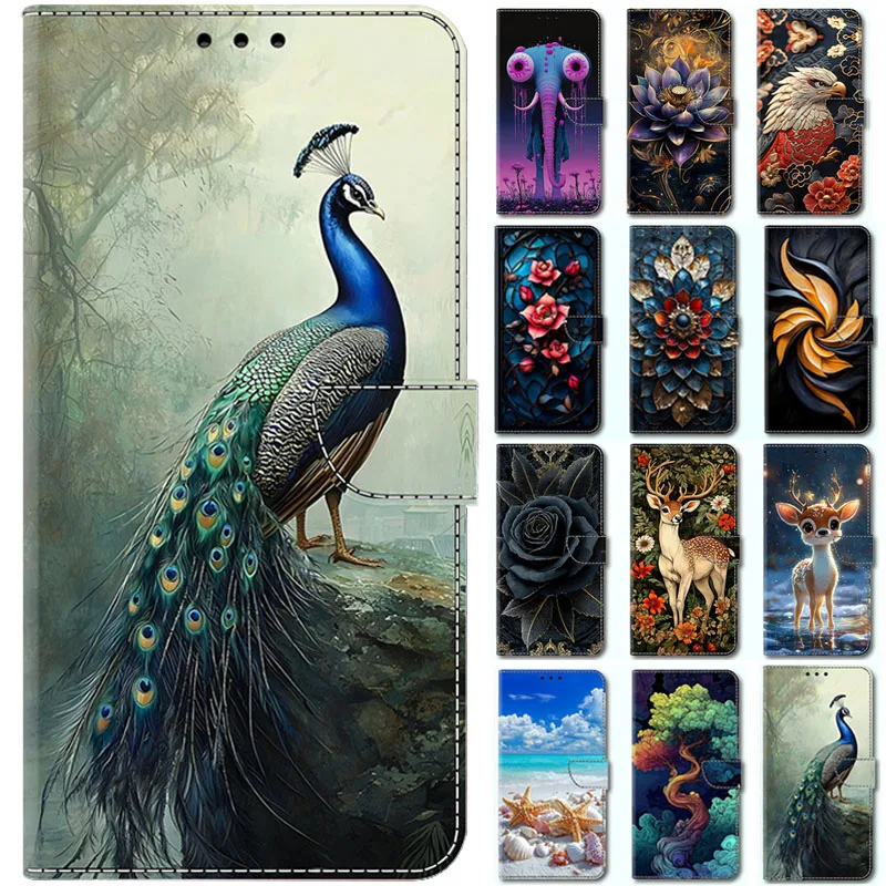 Starfish Shell Wallet Leather Phone Back Cover Case