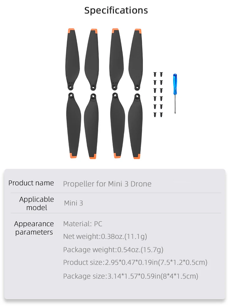 Description Picture 6 of itemPropeller for DJI Mini 3 with Screws Drone Wing Light Weight 6030F Blade Props Spare Parts for DJI Mini 3 Easy Install Accessory