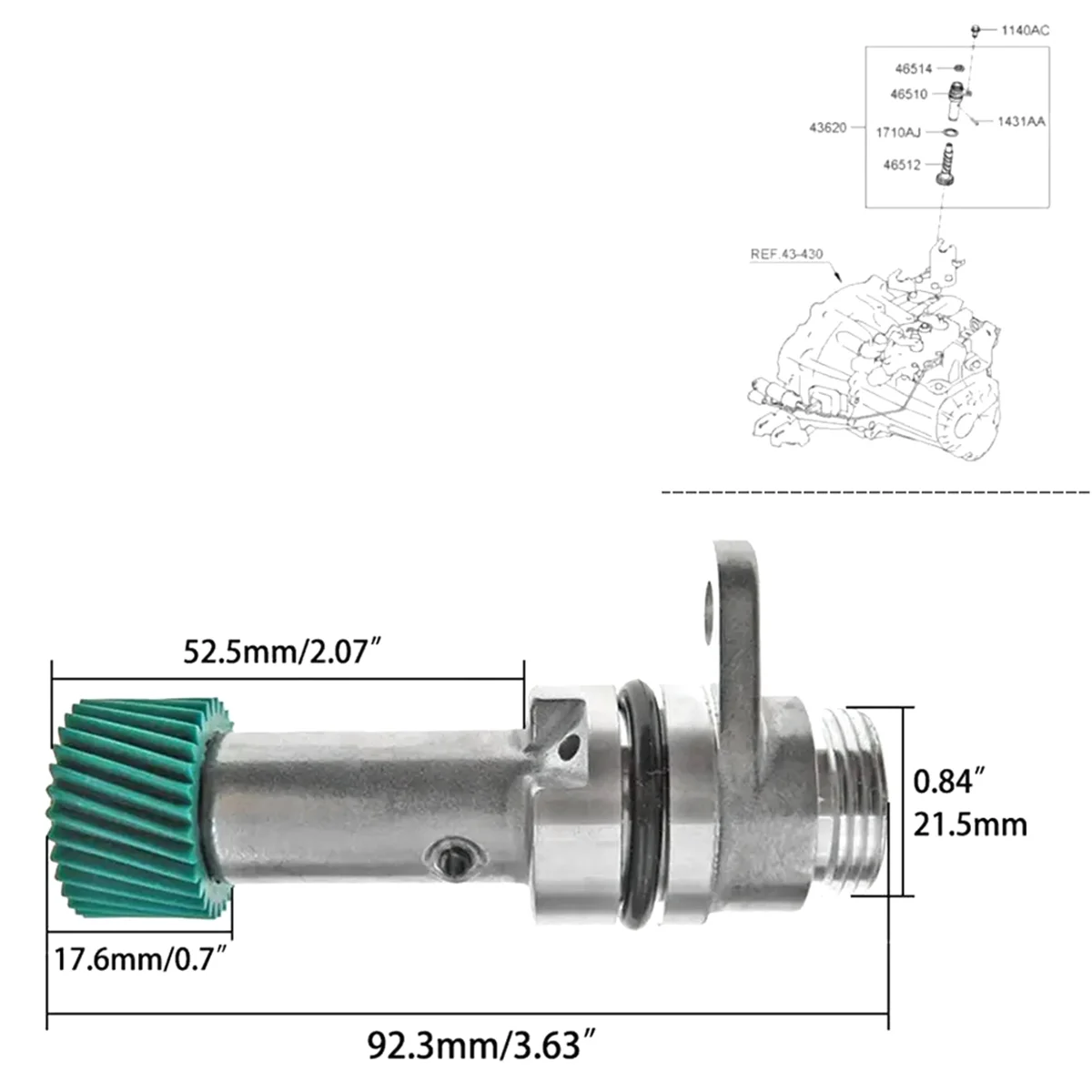 43621-28040 Speedometer Sleeve Assembly Odometer Gear Speed Sensor for Kia Rio 2005-2015 Hyundai Accent 2004-2013