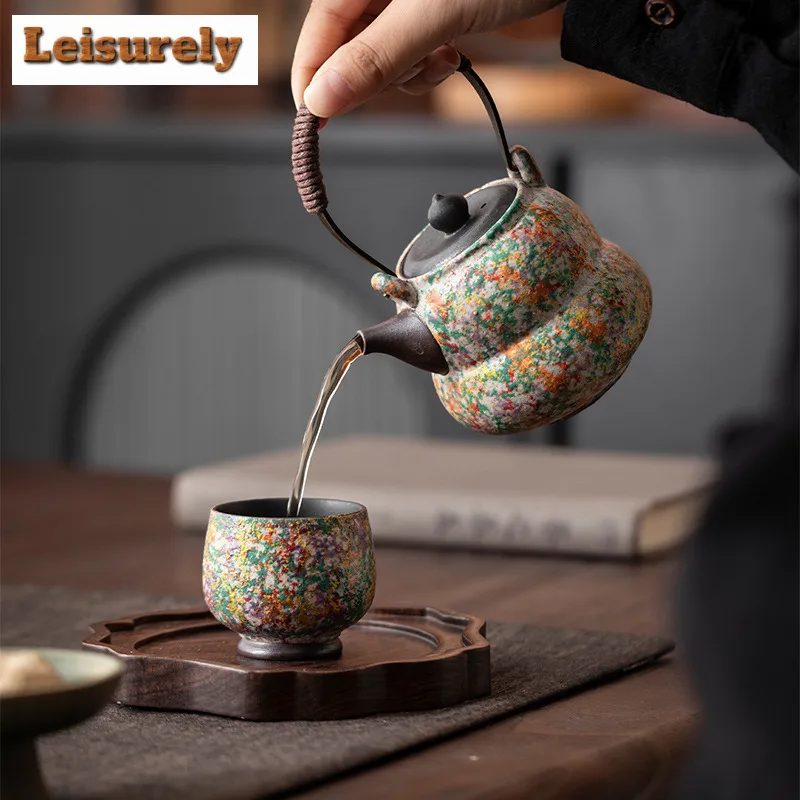 225ml Lifting Handle Teapot Zen Tea Infuser Pot Household Tea Soaking Kettle With Ball Hole Green Tea Cha Accessories Collection