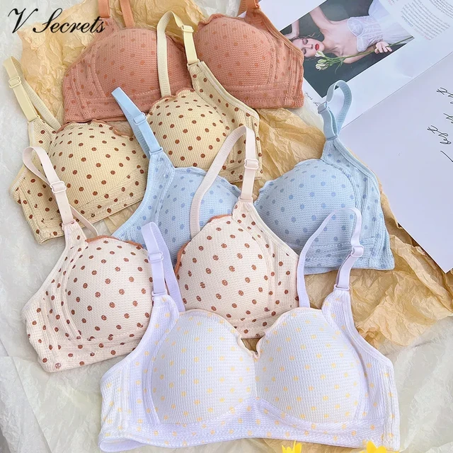 One-Piece Bras Corset Sexy Sweet Wireless Thin Underwear Dot Bralette  Seamless Gather Push Up Breathable Lingerie Soutien Gorges