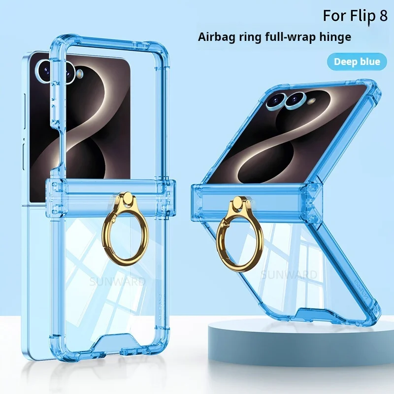 Luxury Airbag Hinge Protection Ring Holder Phone Case - Clear Shockproof Cover